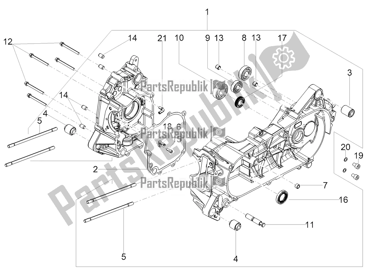 Toutes les pièces pour le Carter du Aprilia SR 150 HE Carb. 2018