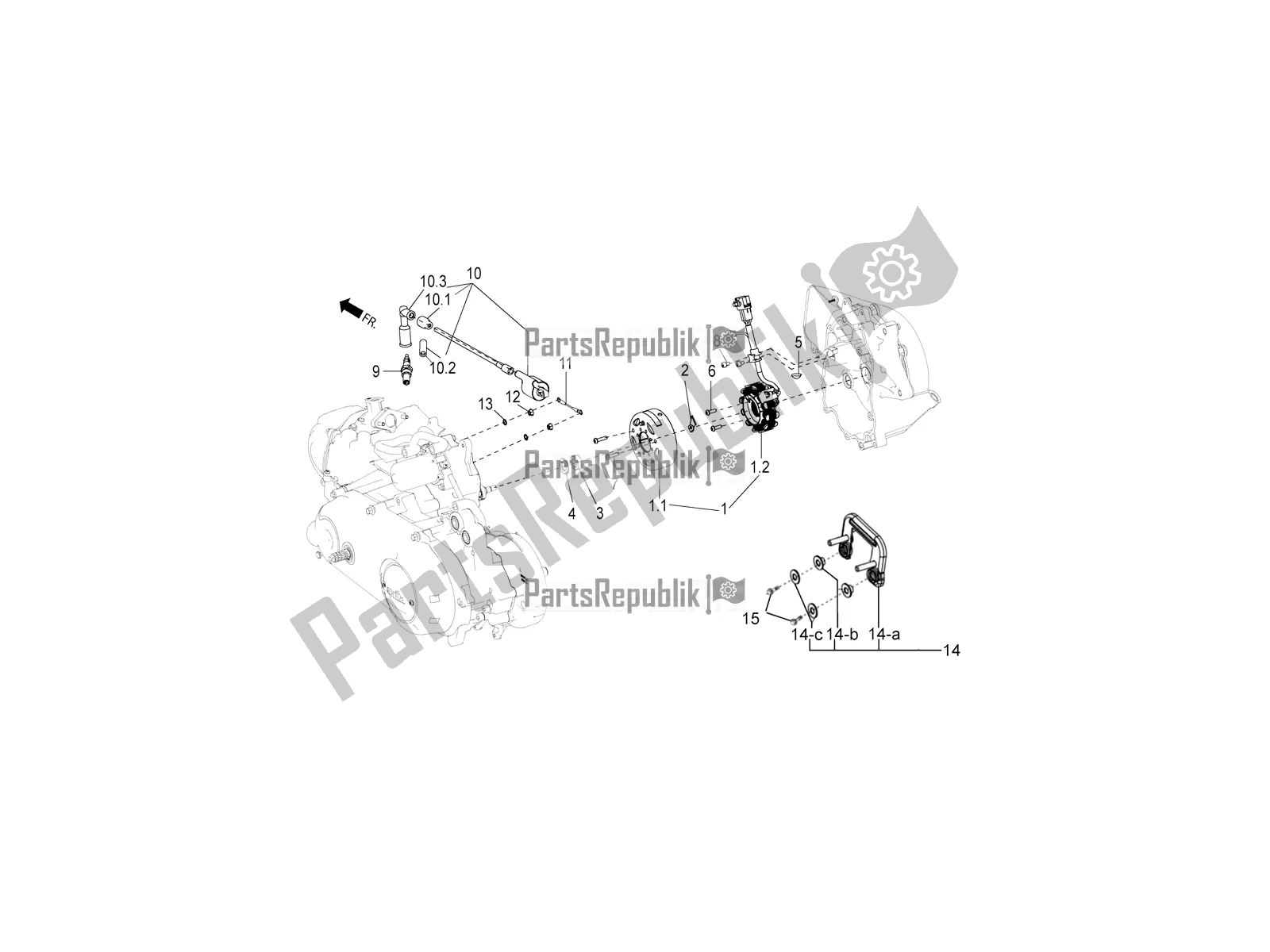 Toutes les pièces pour le Volant Magnéto-h. T. Bobine du Aprilia SR 150 HE Carb. 2018