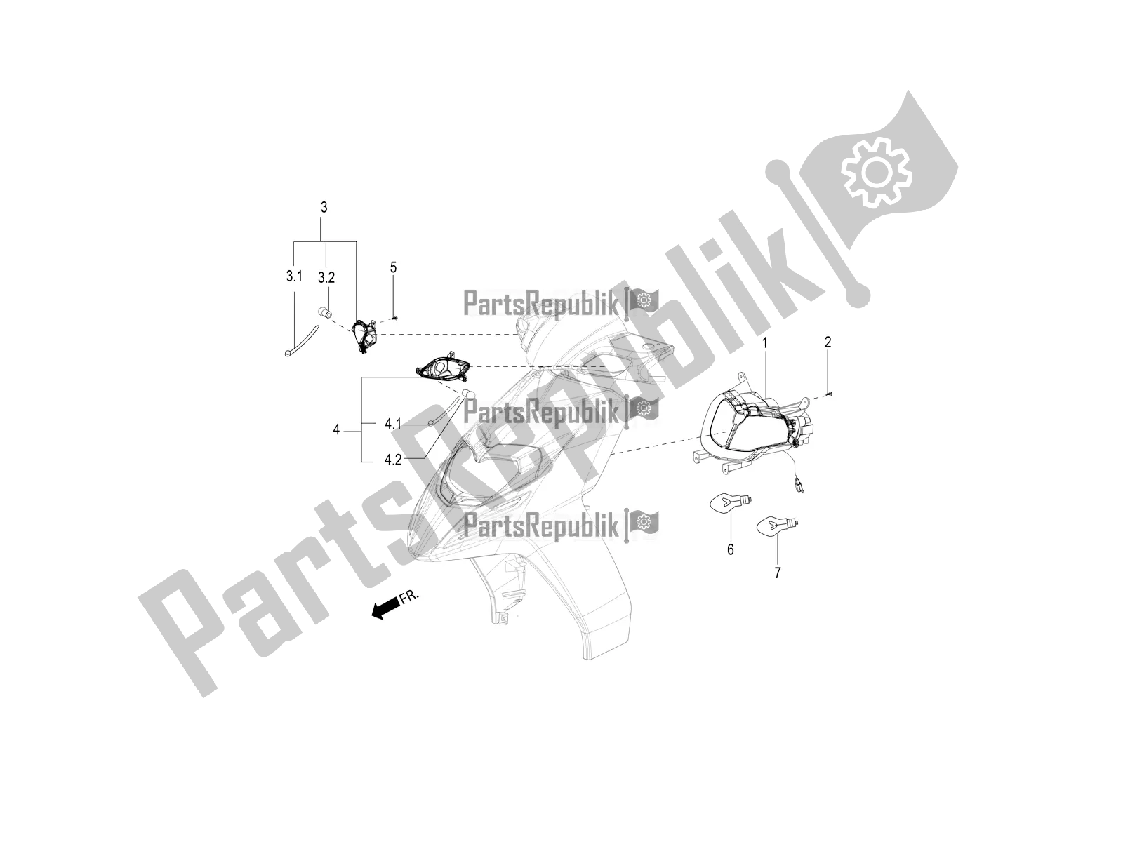 Toutes les pièces pour le Phares Avant - Clignotants du Aprilia SR 150 HE Carb. 2018