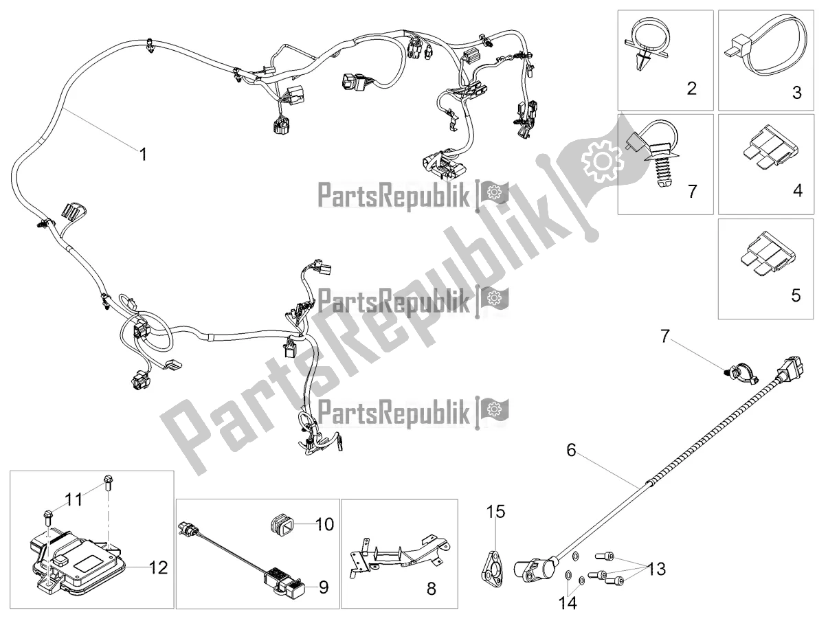 All parts for the Main Cable Harness of the Aprilia SR 150 HE Carb. 2018