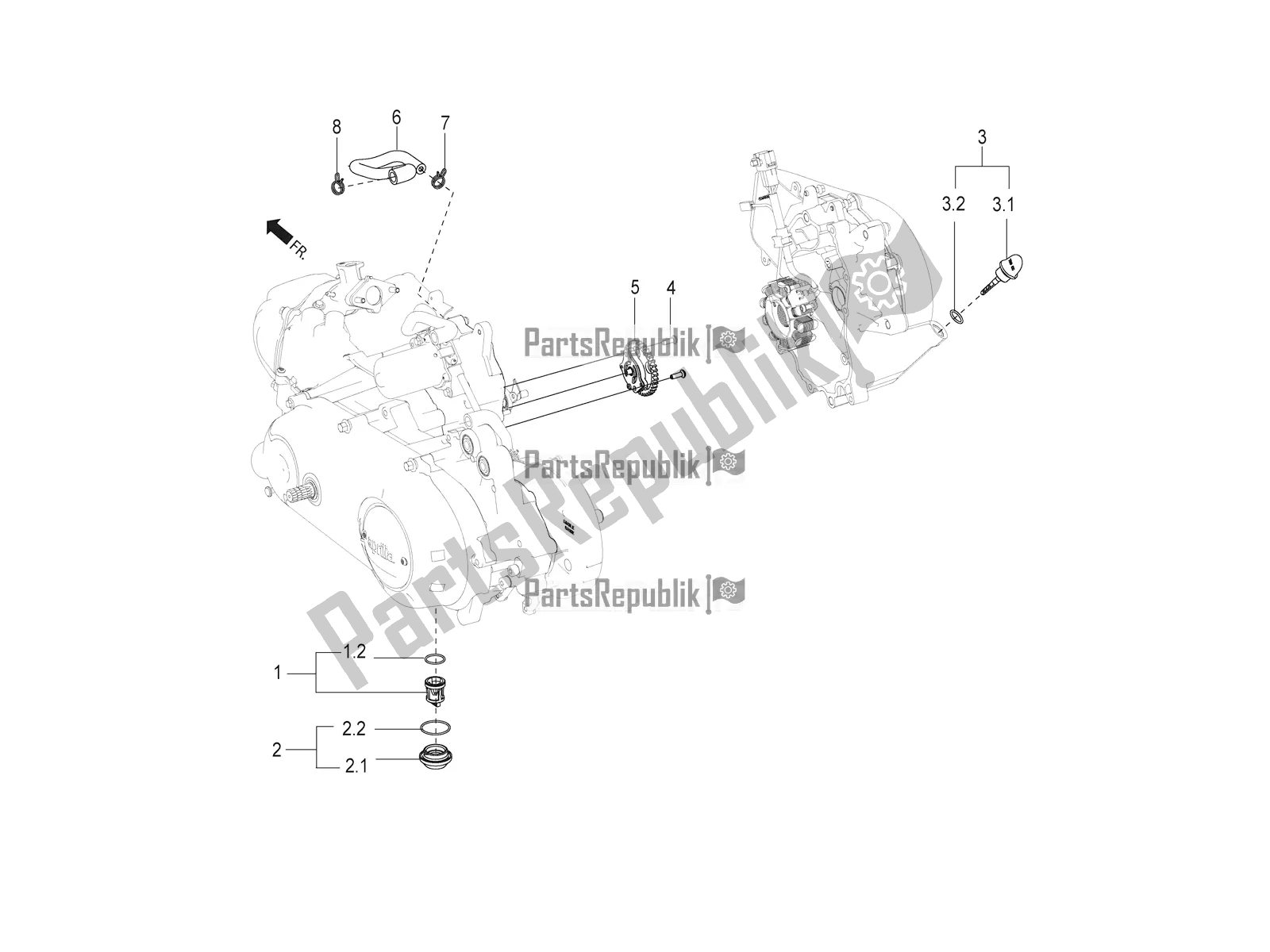 Alle onderdelen voor de Oliepomp-filter van de Aprilia SR 150 HE Carb. 2018