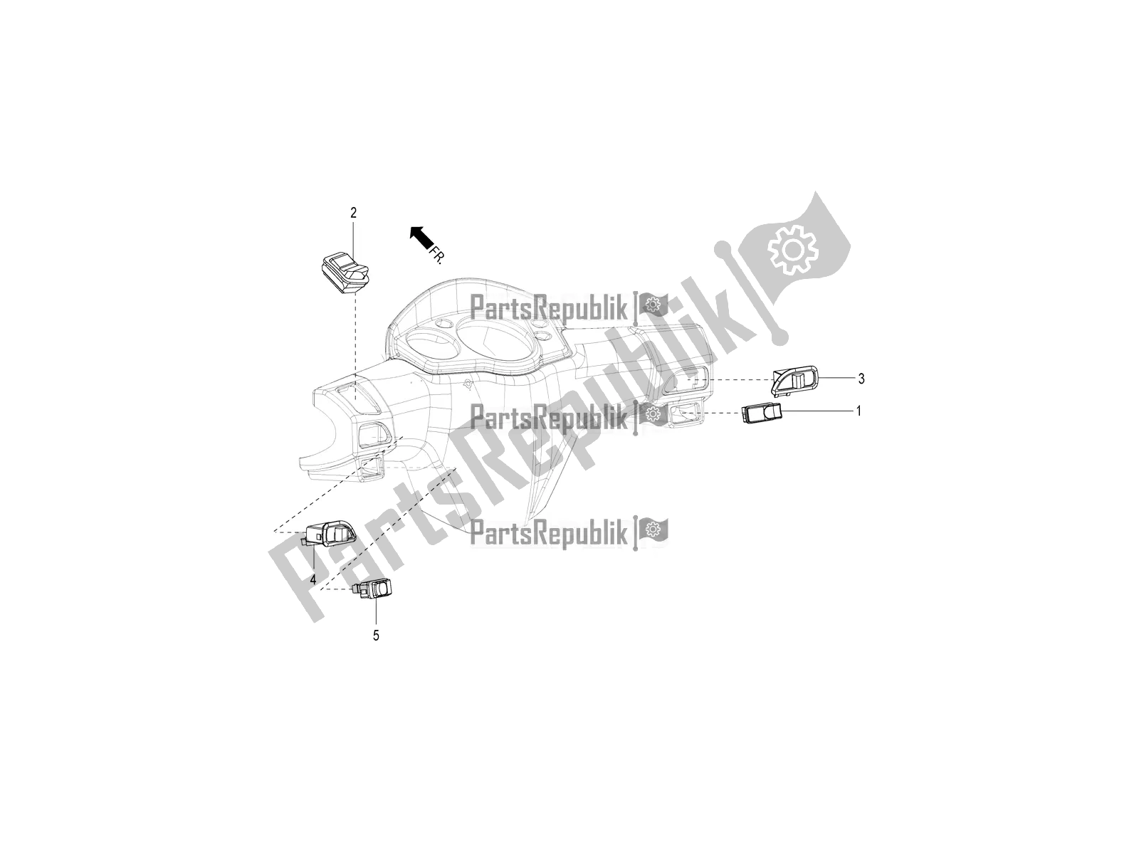 Toutes les pièces pour le Sélecteurs - Interrupteurs - Boutons du Aprilia SR 150 HE Carb. 2018