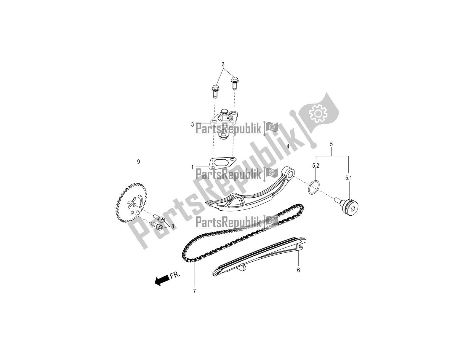 Alle onderdelen voor de Ketting-kettingspanner van de Aprilia SR 150 HE Carb. 2018