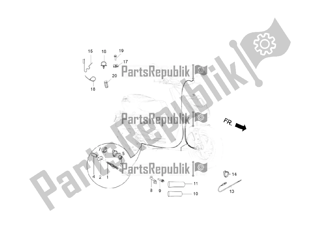 Alle onderdelen voor de Transmissies-achterrem-snelheidsmeter (kms) van de Aprilia SR 150 HE Carb. 2018