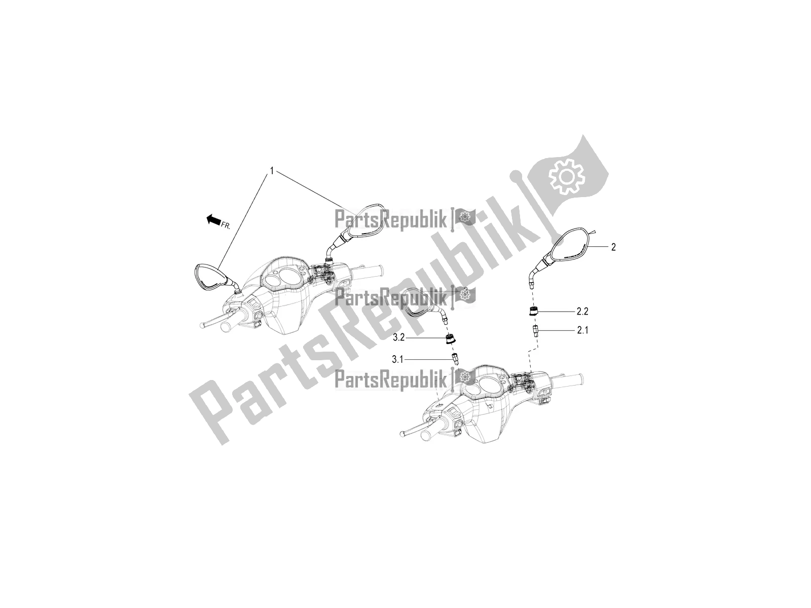 Todas as partes de Espelho (s) De Direção do Aprilia SR 150 HE Carb. 2019