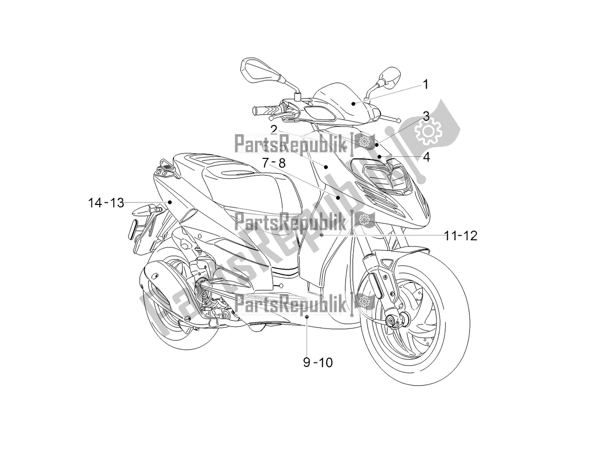 Alle onderdelen voor de Borden - Emblemen van de Aprilia SR 150 HE Carb. 2019