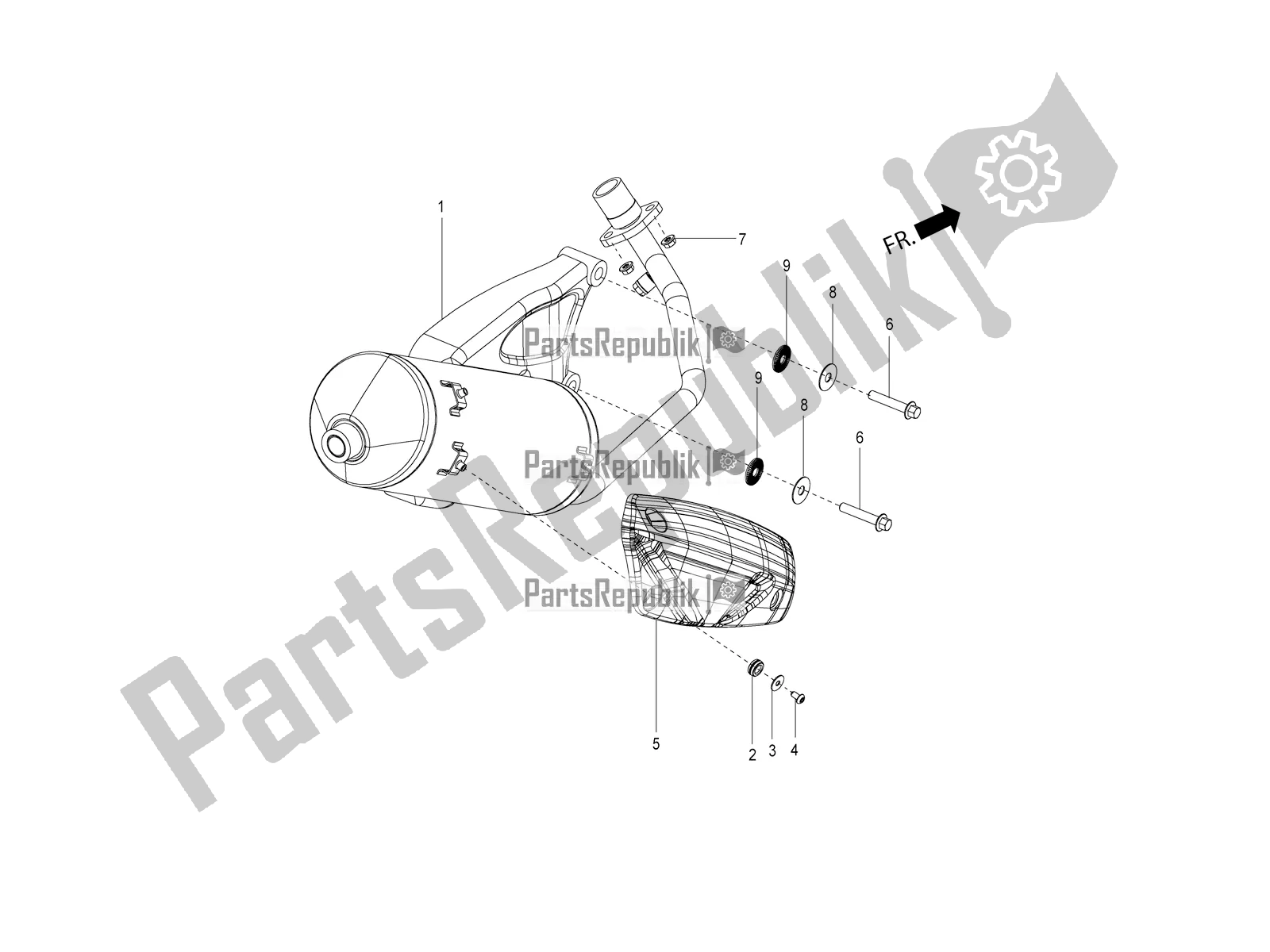 Alle Teile für das Schalldämpfer des Aprilia SR 150 HE Carb. 2020