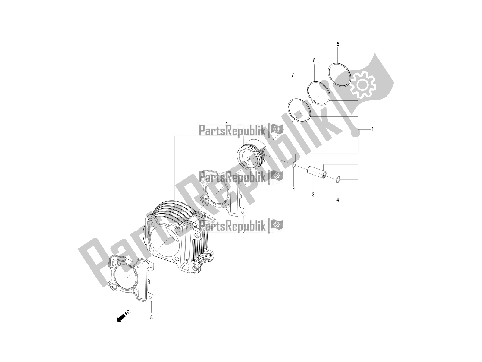 Wszystkie części do Sworze? Przegubowo-cylindrowo-t? Okowy, Komplet Aprilia SR 150 HE Carb. 2021