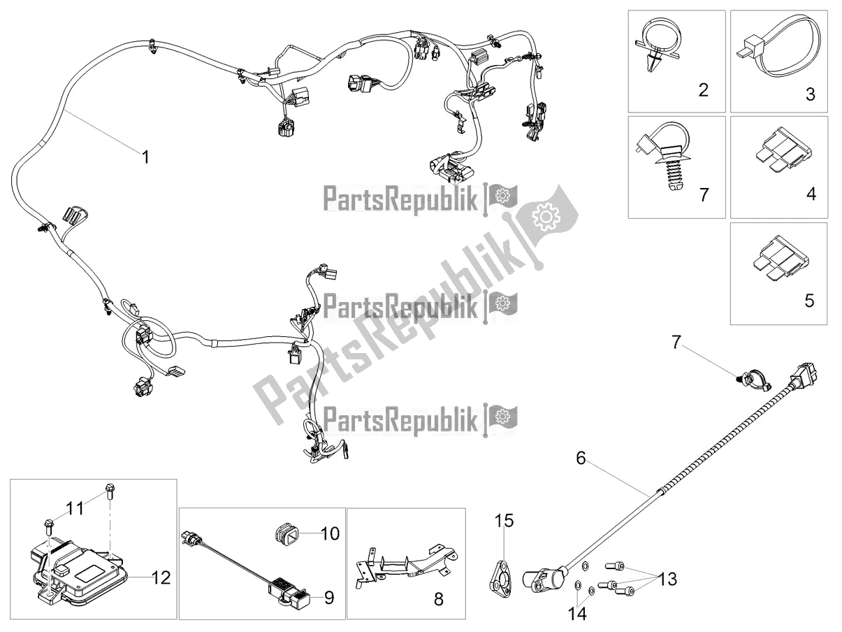 All parts for the Main Cable Harness of the Aprilia SR 150 HE Carb. 2021