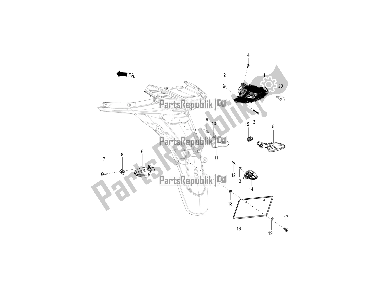 Toutes les pièces pour le Phares Arrière - Clignotants du Aprilia SR 150 HE Carb. 2021