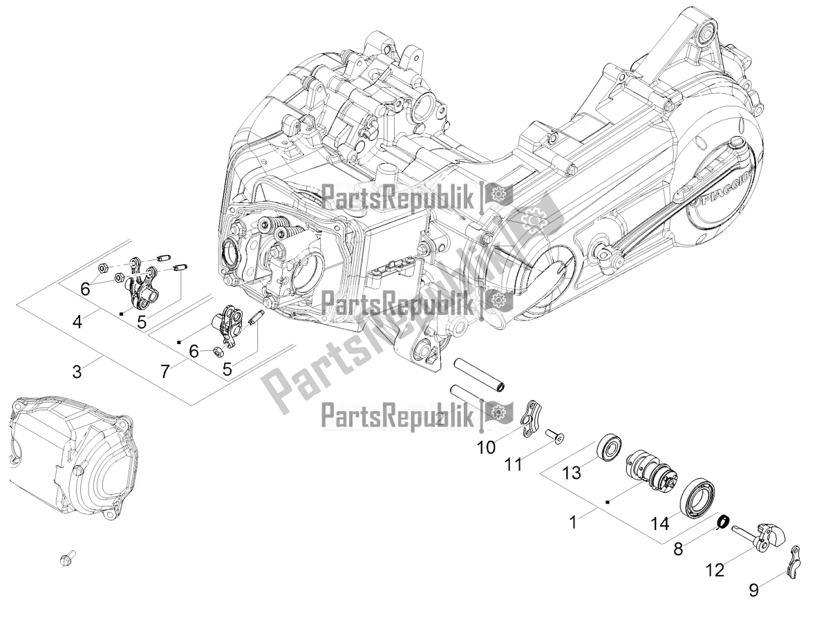 Todas las partes para Soporte De Palancas Basculantes de Aprilia SR 150 HE Carb. 2021