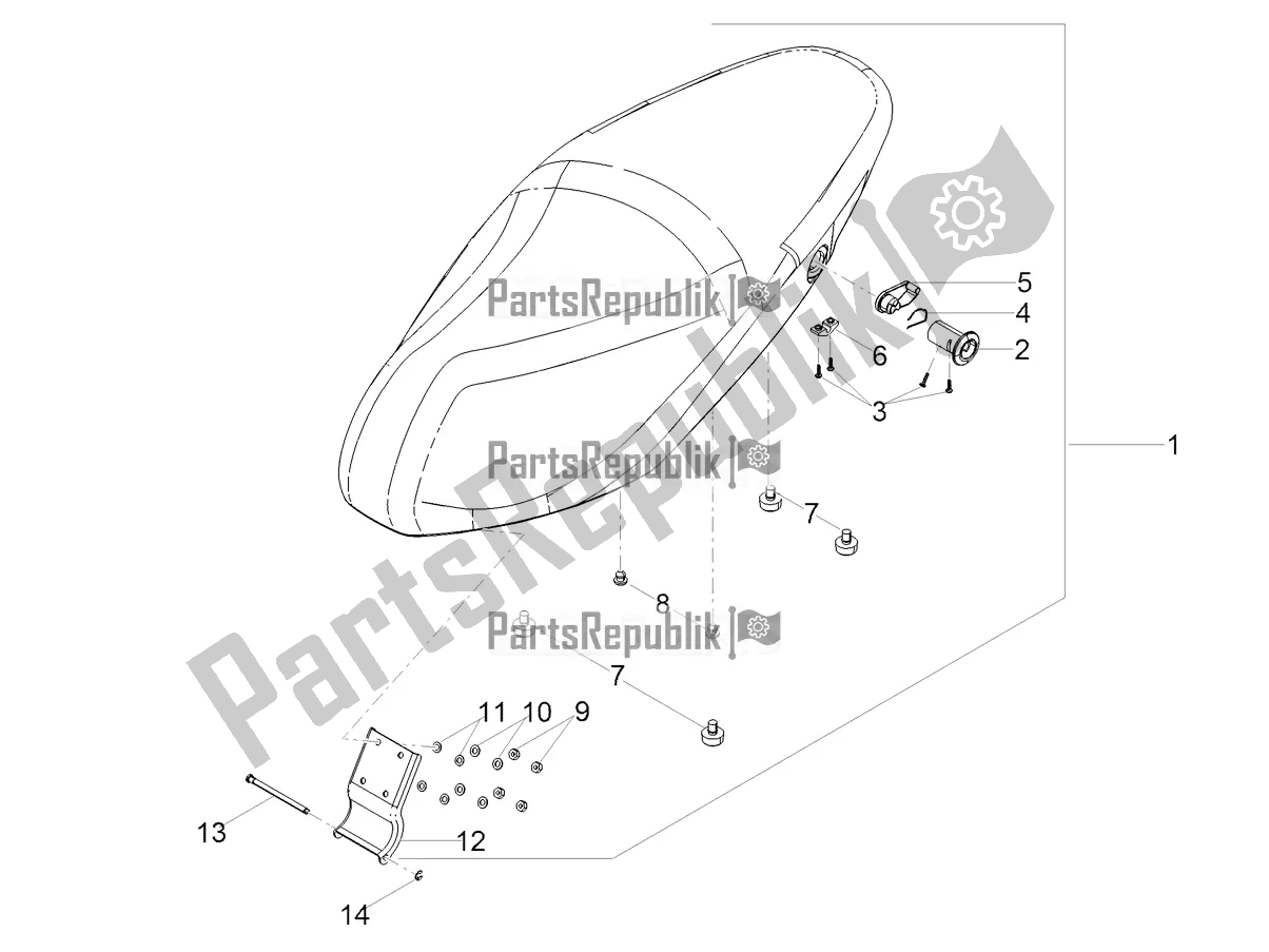 All parts for the Saddle of the Aprilia SR 150 HE Carb. 2021