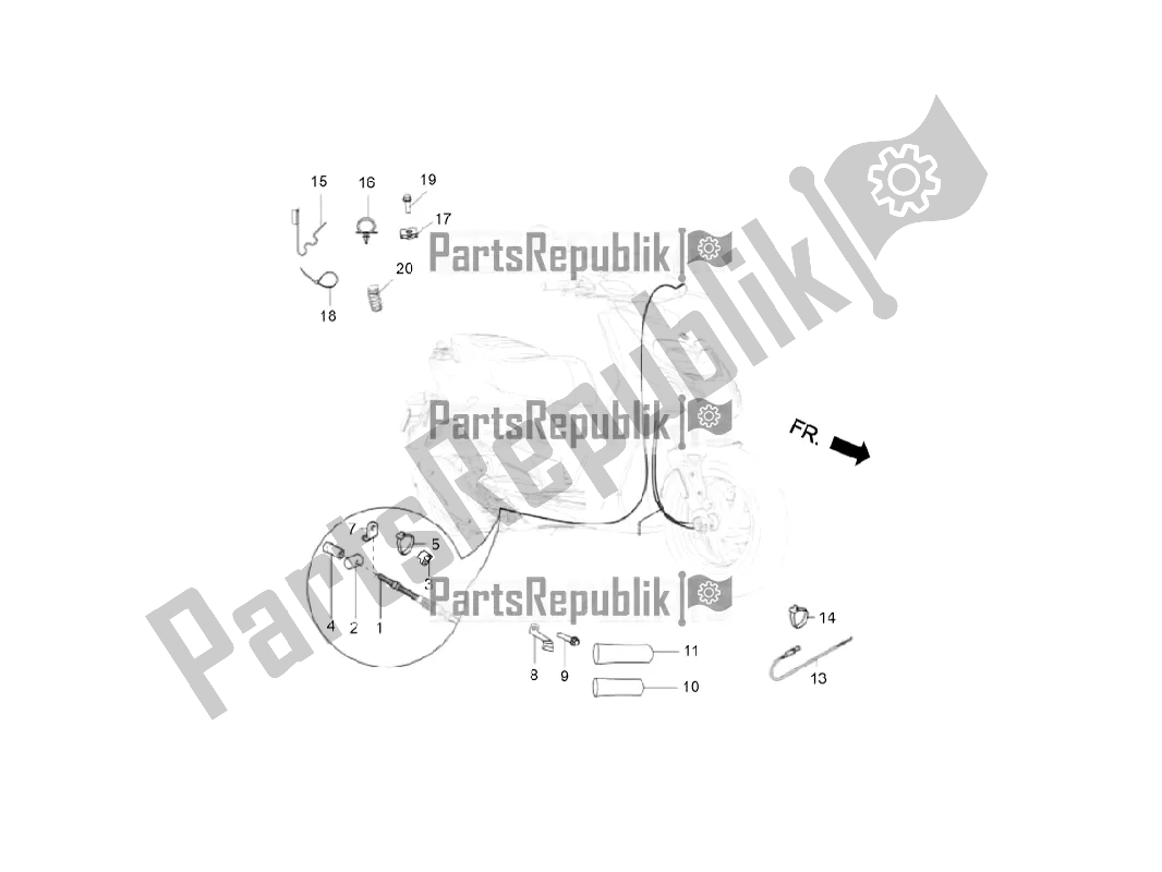 All parts for the Transmissions-rear Brake-speedometr (kms) of the Aprilia SR 150 HE Carb. 2021