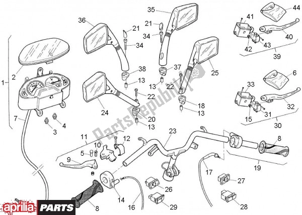 All parts for the Handlebar of the Aprilia SR Viper 509 1994 - 1996