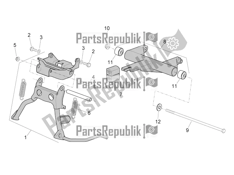 All parts for the Central Stand - Connecting Rod of the Aprilia SR 50 R 2016