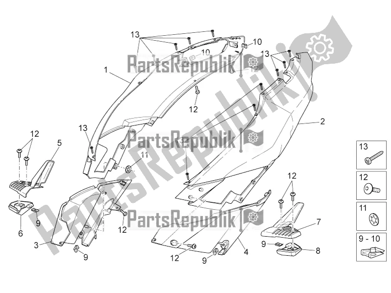 All parts for the Rear Body I of the Aprilia SR 50 R 2016