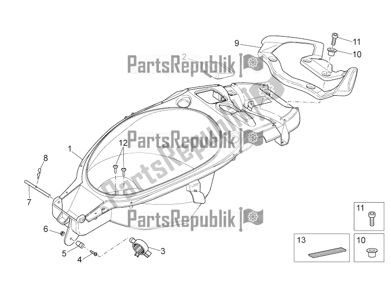 All parts for the Rear Body Ii of the Aprilia SR 50 R 2016