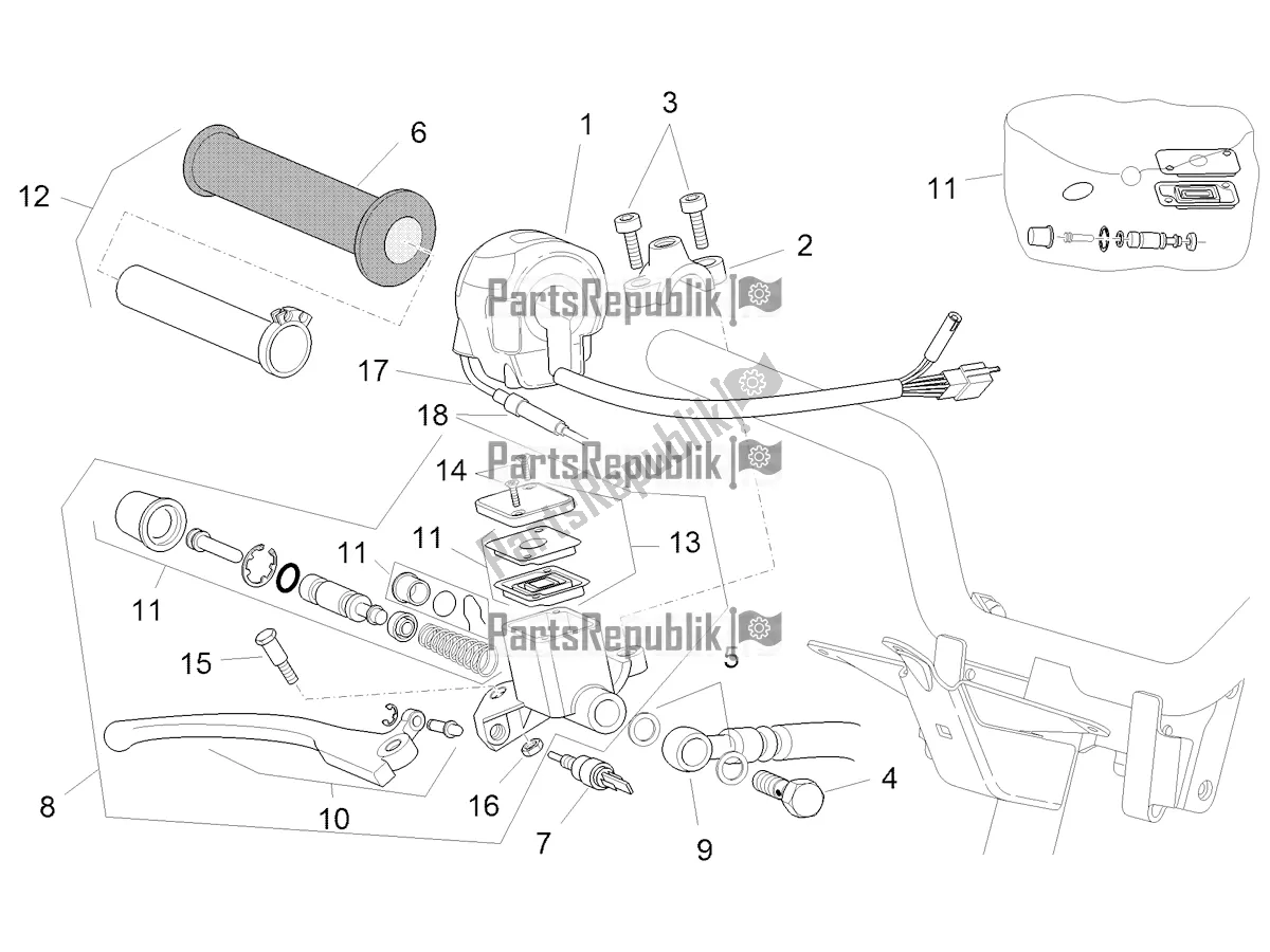 All parts for the Rh Controls of the Aprilia SR 50 R 2016