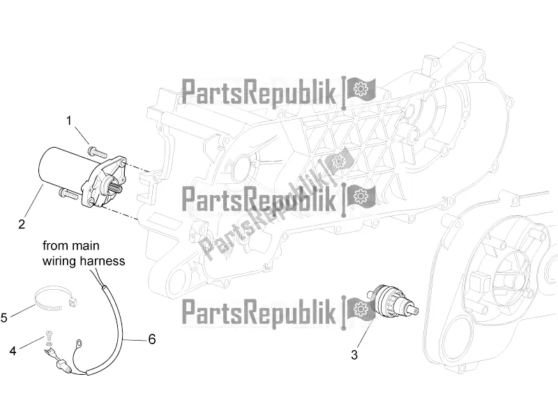 All parts for the Starter Motor of the Aprilia SR 50 R 2016