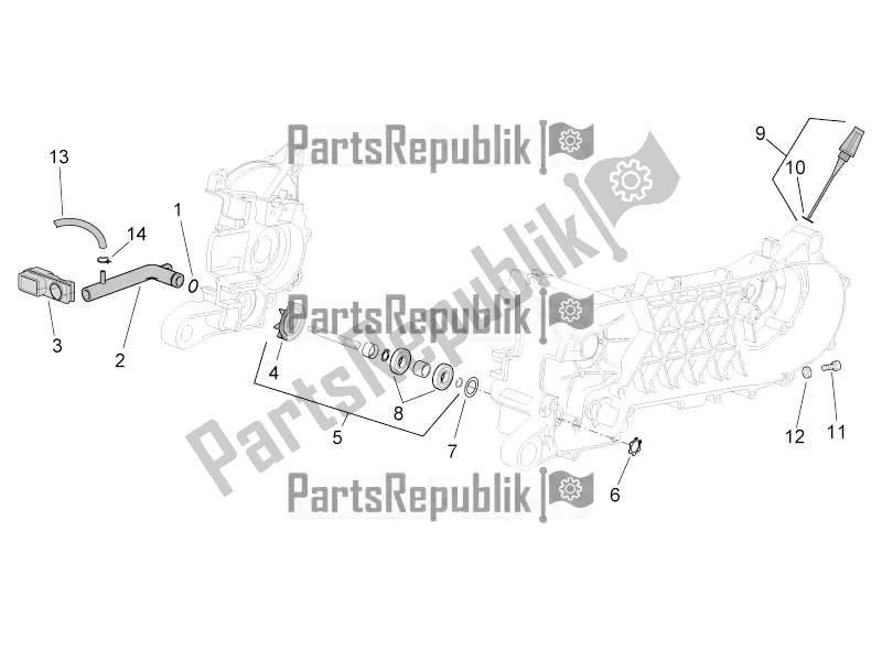 All parts for the Water Pump of the Aprilia SR 50 R 2016