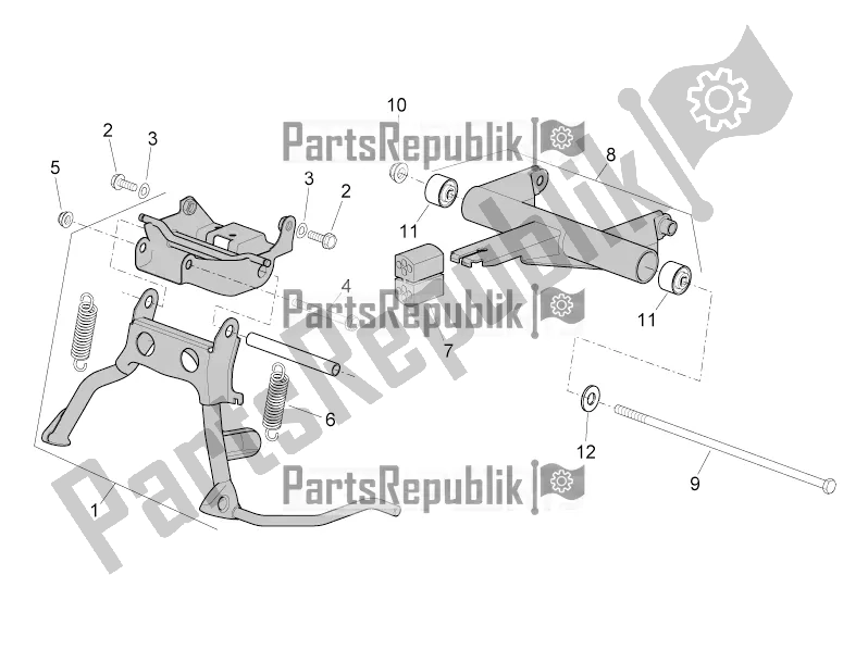 All parts for the Central Stand - Connecting Rod of the Aprilia SR 50 R 2017