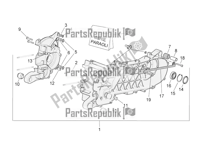 All parts for the Crank-case of the Aprilia SR 50 R 2017