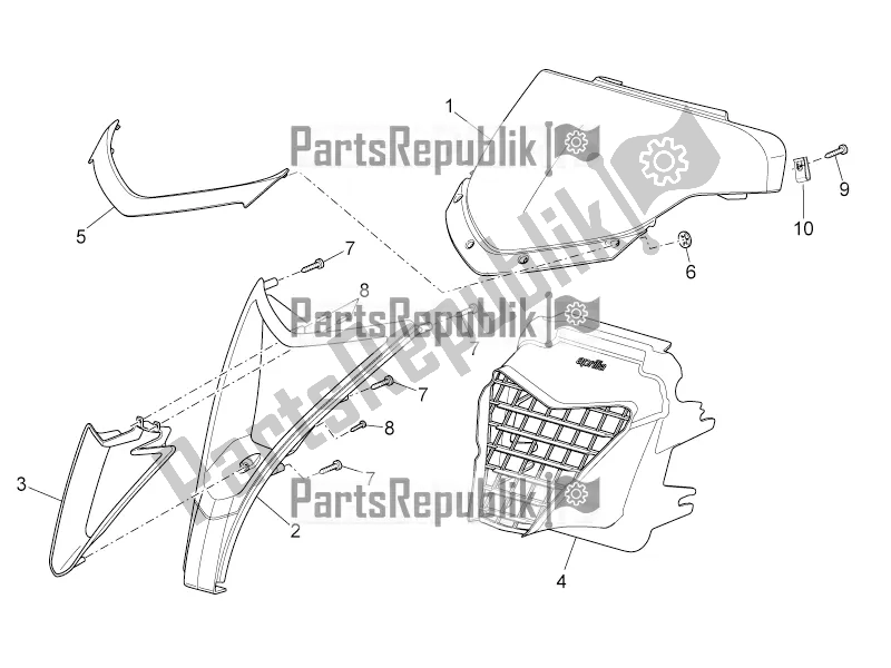 All parts for the Front Body Ii of the Aprilia SR 50 R 2017