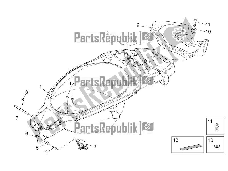 All parts for the Rear Body Ii of the Aprilia SR 50 R 2017