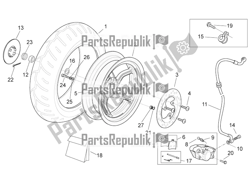 All parts for the Rear Wheel - Disc Brake of the Aprilia SR 50 R 2017