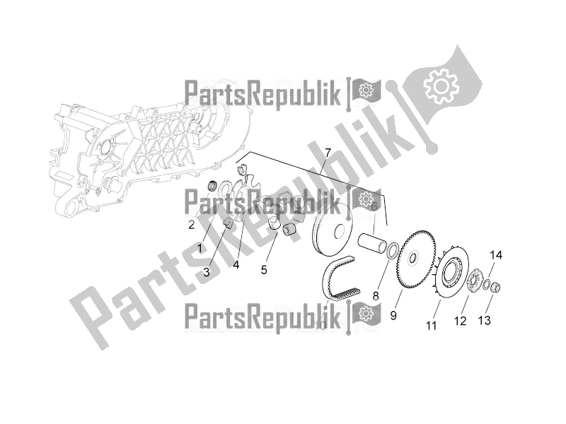 All parts for the Variator of the Aprilia SR 50 R 2017