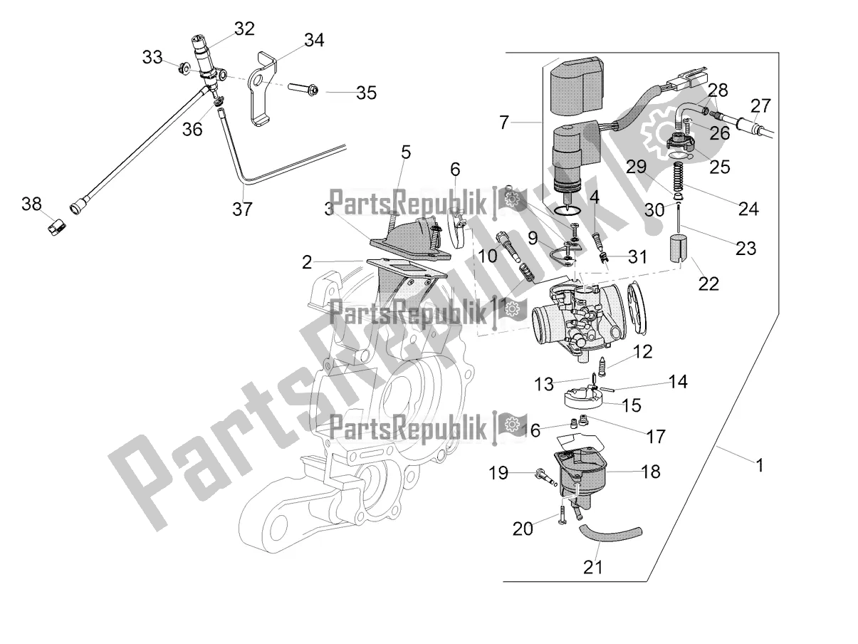 All parts for the Carburettor of the Aprilia SR 50 R 2018