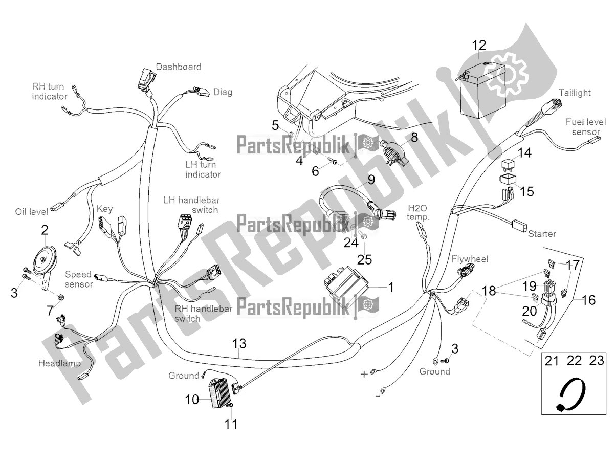 All parts for the Central Electrical System of the Aprilia SR 50 R 2018