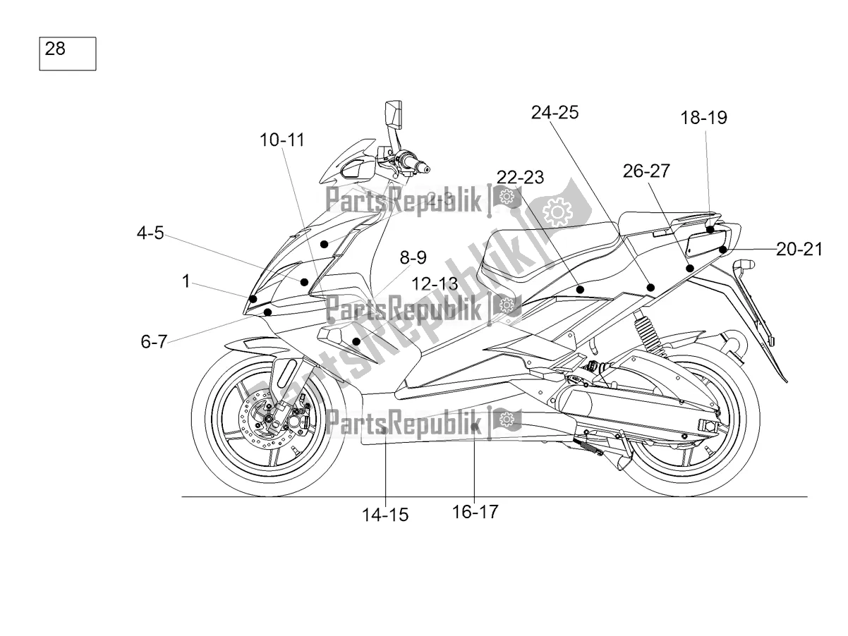 Alle onderdelen voor de Sticker van de Aprilia SR 50 R 2018