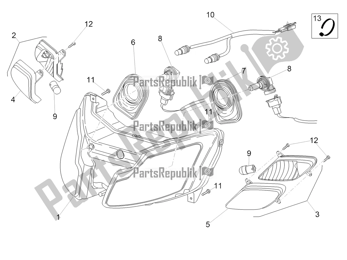 All parts for the Front Lights of the Aprilia SR 50 R 2018