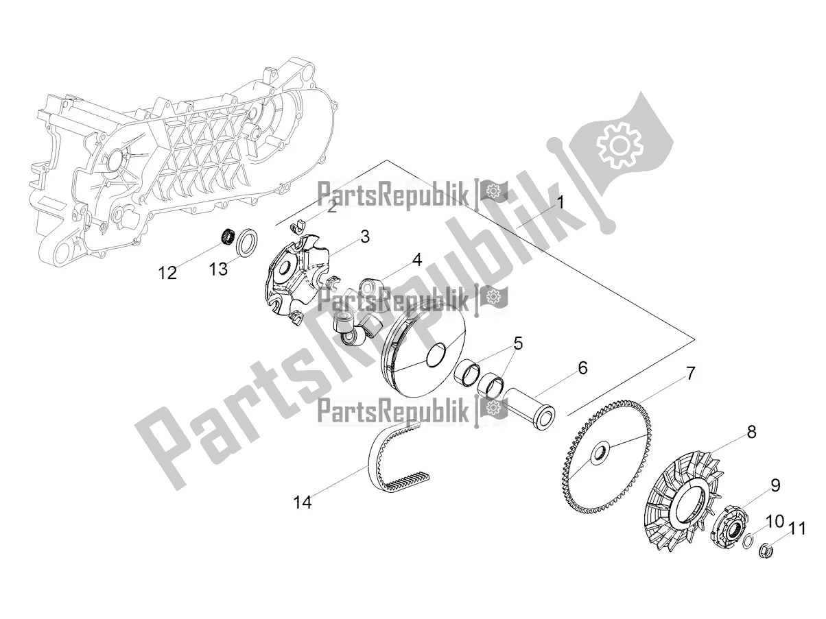 Toutes les pièces pour le Ensemble Demi-poulie, Entraînement du Aprilia SR 50 R 2018