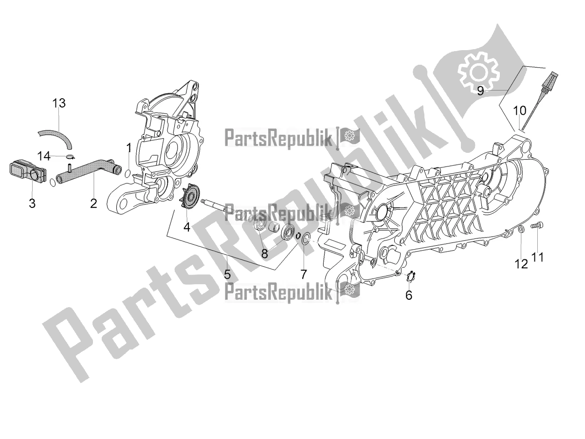 All parts for the Water Pump of the Aprilia SR 50 R 2018