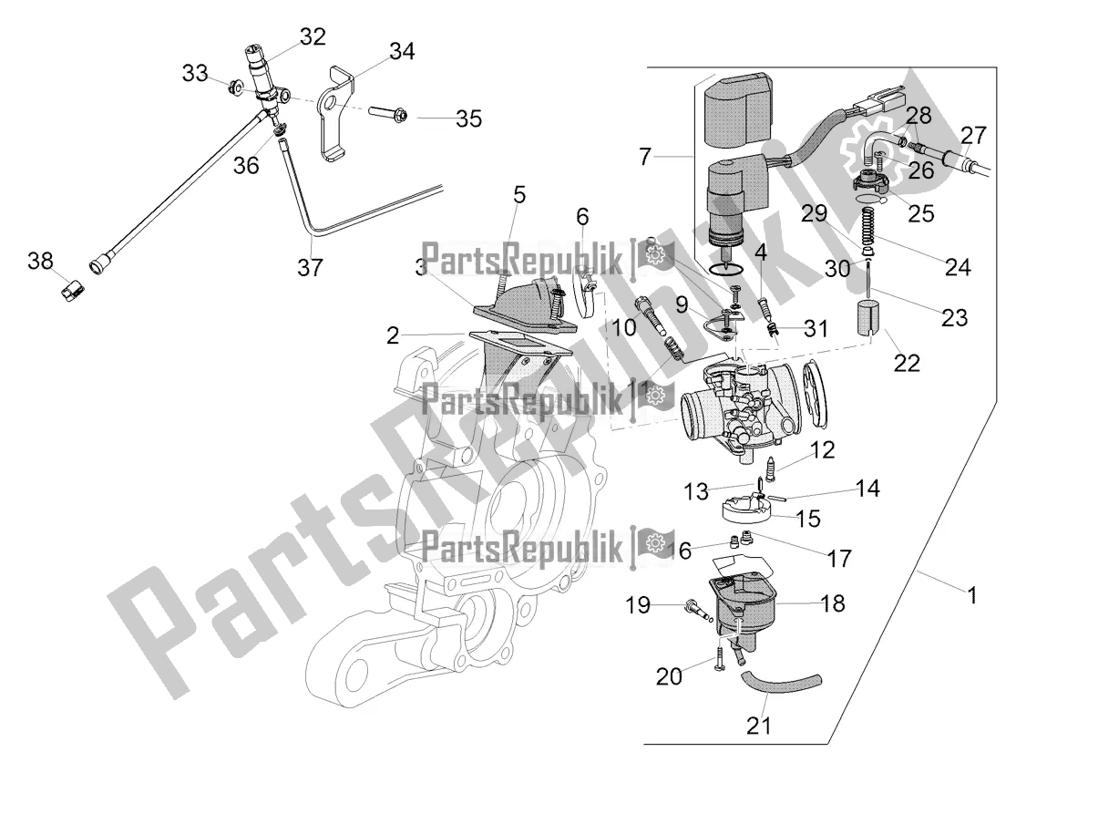 All parts for the Carburettor of the Aprilia SR 50 R 2019