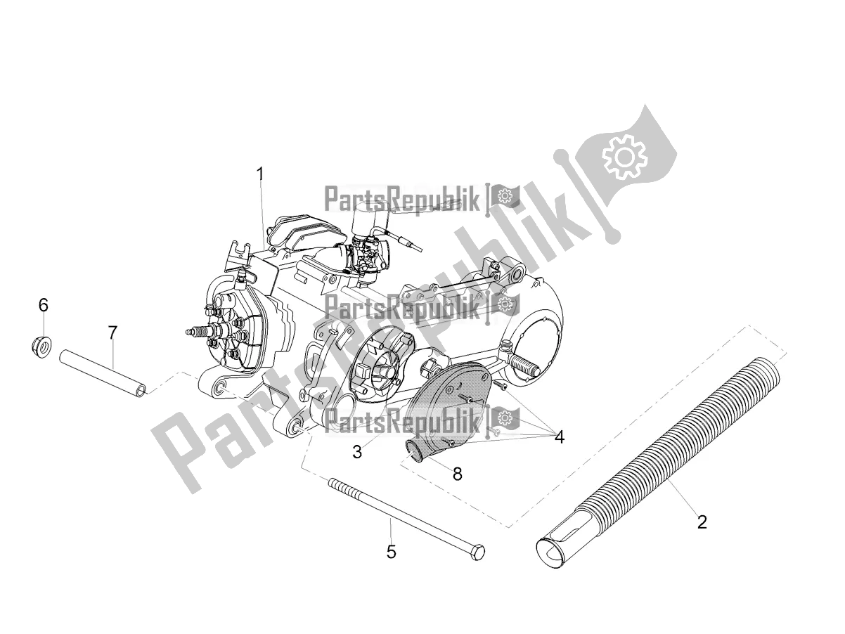 All parts for the Engine-completing Part-lever of the Aprilia SR 50 R 2019