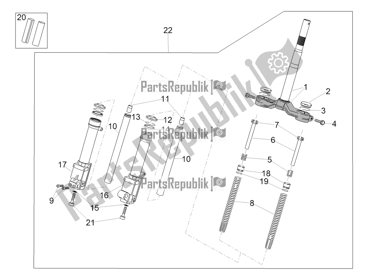 Todas as partes de Garfo Dianteiro Kaifa do Aprilia SR 50 R 2019