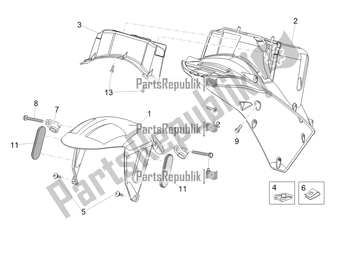 Tutte le parti per il Parafango Anteriore-colonna del Aprilia SR 50 R 2019