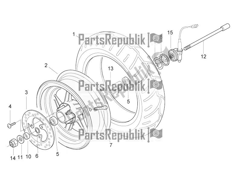 Alle Teile für das Vorderrad des Aprilia SR 50 R 2019