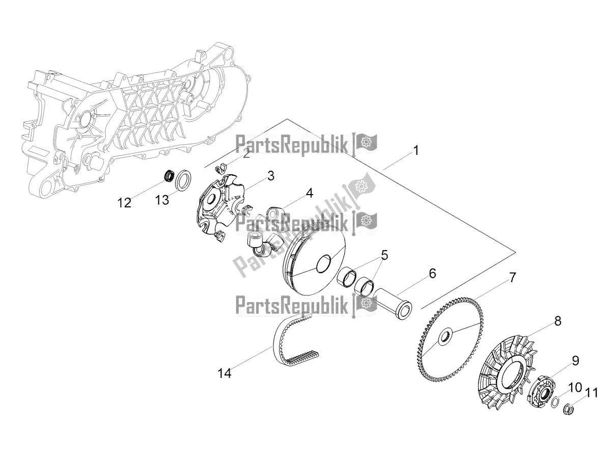 Toutes les pièces pour le Ensemble Demi-poulie, Entraînement du Aprilia SR 50 R 2019