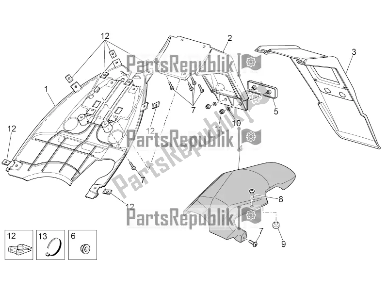 Tutte le parti per il Parafango Posteriore del Aprilia SR 50 R 2019