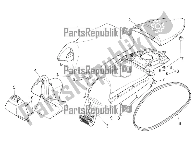 Alle onderdelen voor de Zadel van de Aprilia SR 50 R 2019