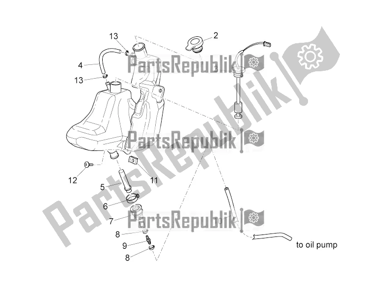 Alle onderdelen voor de Mix Oil Tank van de Aprilia SR 50 R 2020