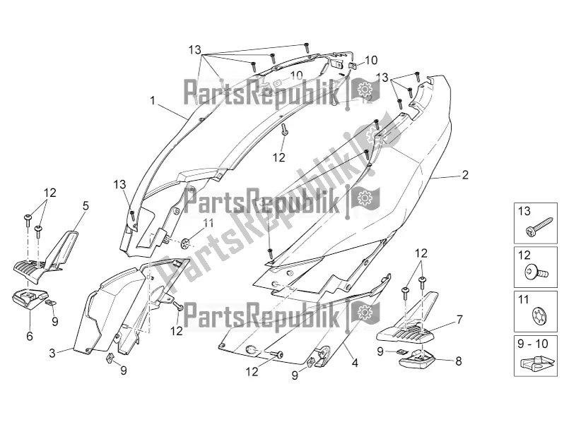 All parts for the Rear Body of the Aprilia SR 50 R 2020