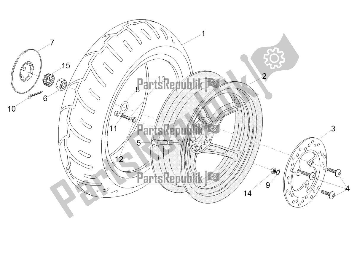 All parts for the Rear Wheel of the Aprilia SR 50 R 2020