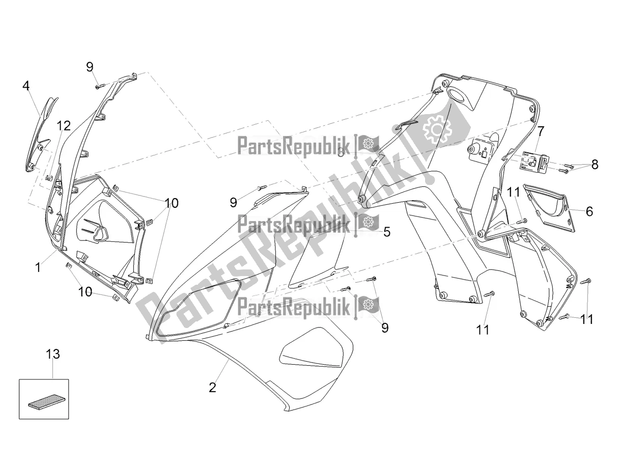 Tutte le parti per il Carenatura Laterale del Aprilia SR 50 R 2020