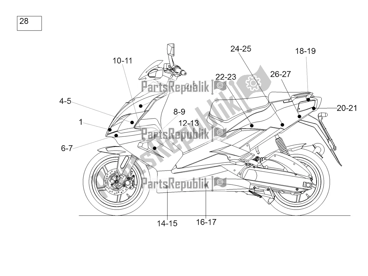 All parts for the Decal of the Aprilia SR 50 R 2021