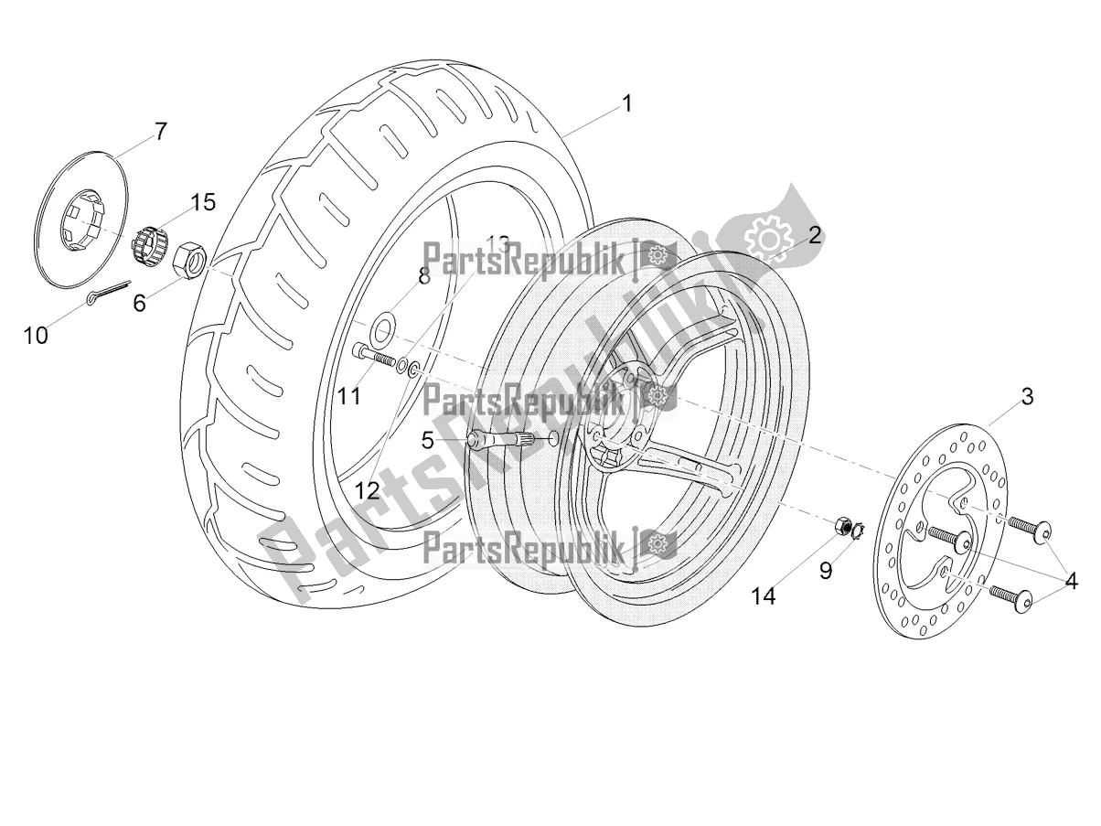 All parts for the Rear Wheel of the Aprilia SR 50 R 2021